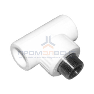 Тройник с переходом на наружную резьбу KALDE - 20 x 3/4" (для полипропиленовых труб, белый)