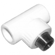 Тройник с переходом на наружную резьбу KALDE - 20 x 3/4" (для полипропиленовых труб, белый)
