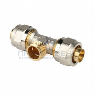 Тройник с переходом на наружную резьбу STOUT - 20 x 1/2" (винтовой, для металлопласт.труб)