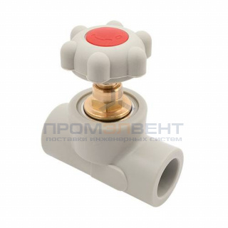 Кран вентильный FV-Plast - 25 (для полипропиленовых труб под пайку, цвет серый, ручка барашек)