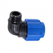 Переход на наружную резьбу угловой Политэк - 20 x 3/4" (винтовой, для труб ПНД)