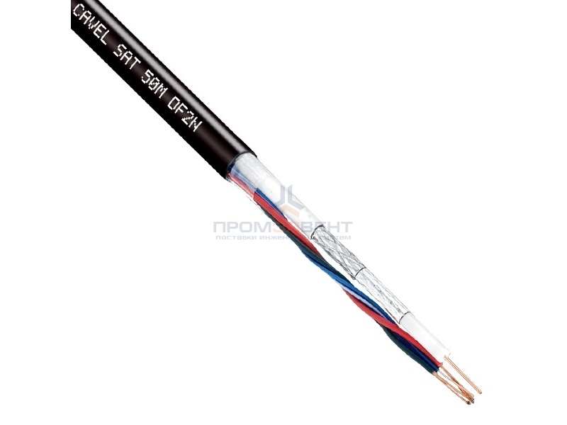 Кабель видеонаблюдения Cavel SAT 50M DF2N, CU 75 Ом 2xAWG24 + 2x0,5mm [бухта 100м]
