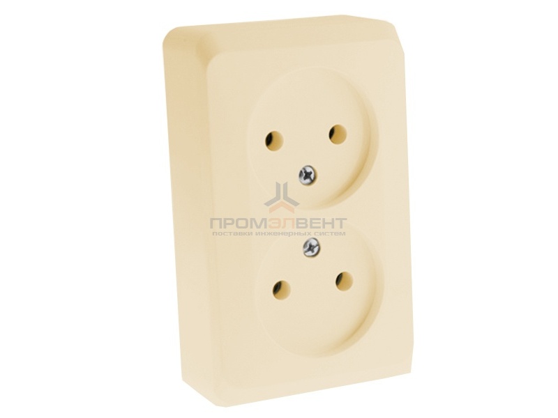 Розетка двойная б/з Этюд кремовая [уп 16шт]